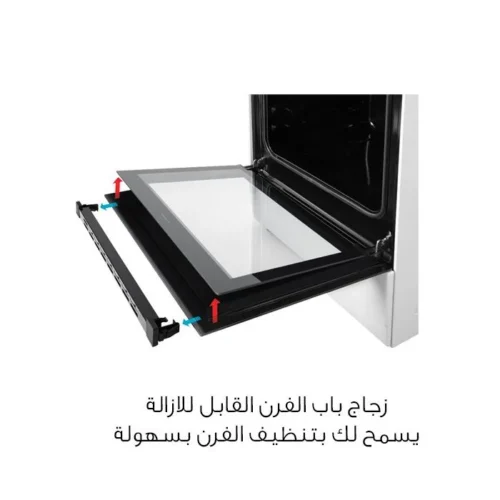 ⁦سيمفر - فرن 5 شعلات غاز، مقاس 60×90 سم ، أمان كامل - شبك عريض مطفي - شواية ، 3 طبقات زجاج ، إشعال ذاتي ، تايمر ، مروحة تبريد ، لمبة عيون ، استيل ، تركي - F9502SGWHM-SMF03⁩ - الصورة ⁦4⁩
