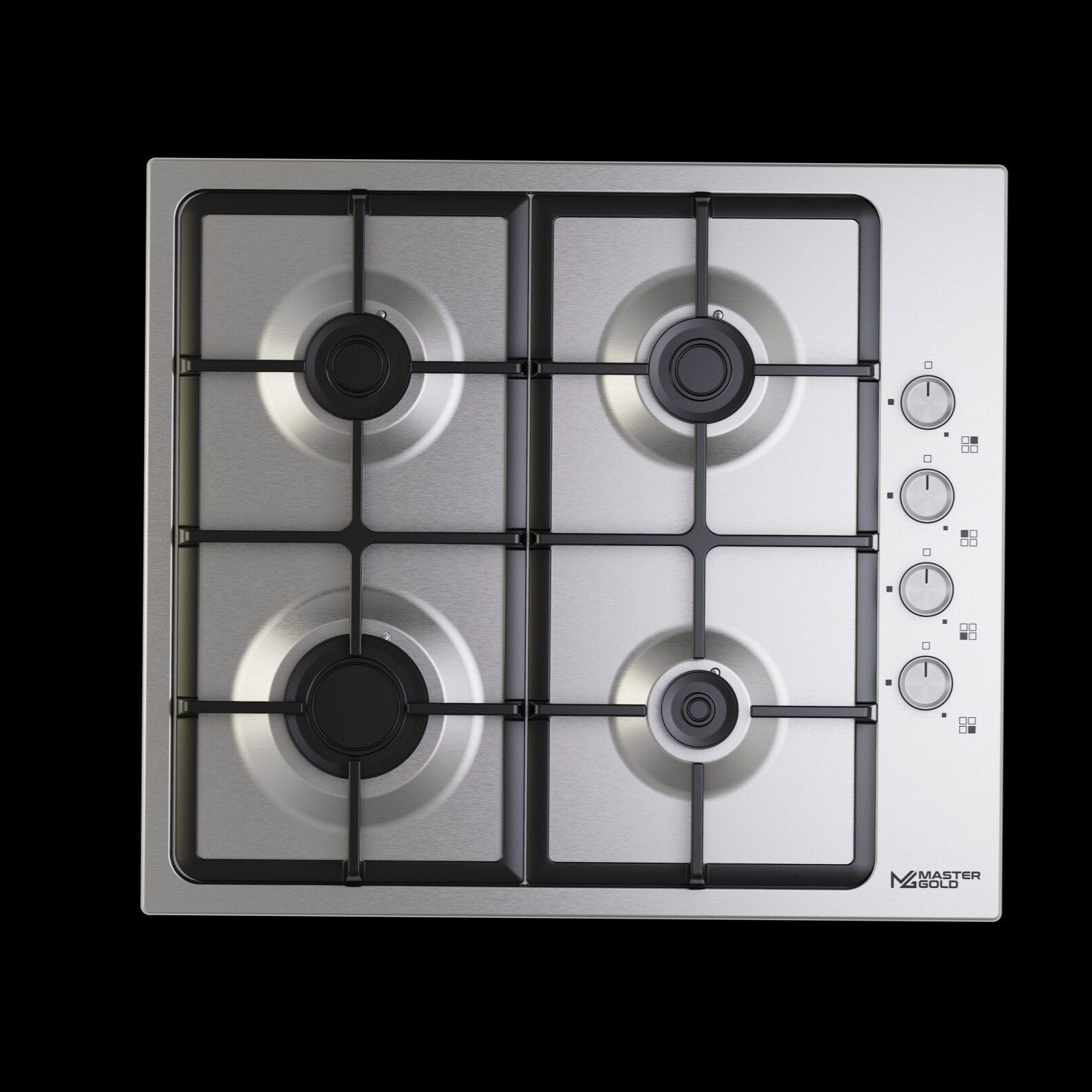 6960-05-K81-INOX-YYBEK-KAPAKLI-1-scaled ماسترجولد سطح 60 سم ستالنس ستيل بلت ان 4 عيون غاز شبك ثقيل - MG-6960-05 - الصورة 1