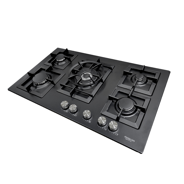 0048729_kitchen-line-built-in-gas-hob-5-burners-90-cm-black-zpj5020bk كيتشن لاين سطح غاز 5 شعلات مطلي بالمينا مقاس ٩٠ سم - ZP.J5020BK - الصورة 1