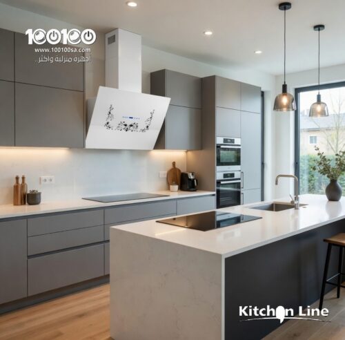 ⁦كيتشن لاين شفاط زجاجي حرف تي 90 سم - KLG-2020 WHIТЕ⁩ - الصورة ⁦4⁩