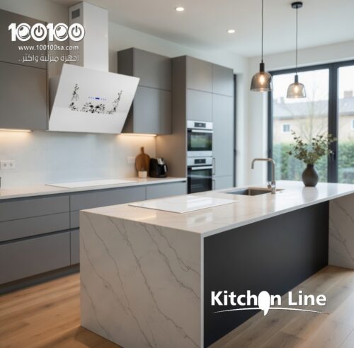 ⁦كيتشن لاين شفاط زجاجي حرف تي 90 سم - KLG-2020 WHIТЕ⁩ - الصورة ⁦6⁩